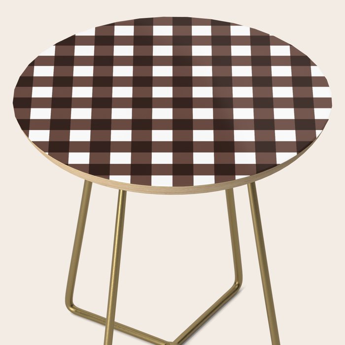 Classic Brown Gingham Checkered Pattern Side Table Gallery Image 2