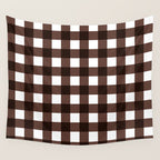 Classic Brown Gingham Checkered Pattern Wall Tapestry Gallery Image 4