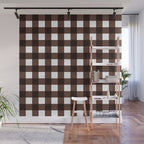 Classic Brown Gingham Checkered Pattern Wall Mural Gallery Image 1