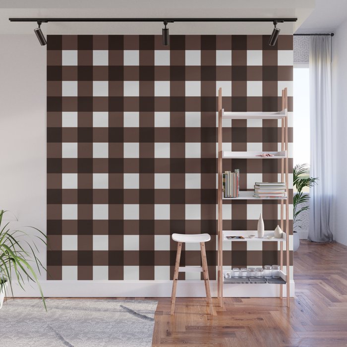 Classic Brown Gingham Checkered Pattern Wall Mural Gallery Image 1