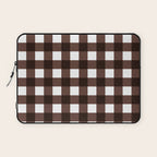 Classic Brown Gingham Checkered Pattern Laptop Sleeve Gallery Image 1