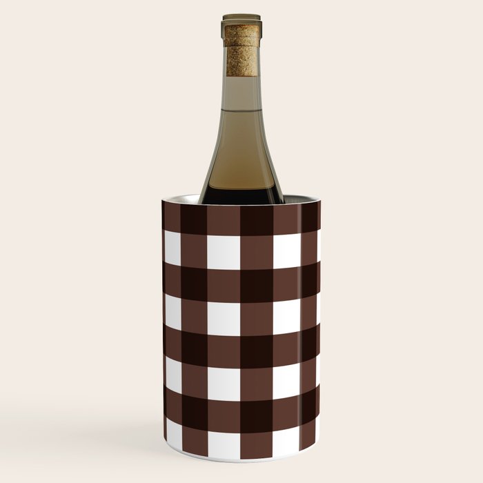 Classic Brown Gingham Checkered Pattern Wine Chiller Gallery Image 1