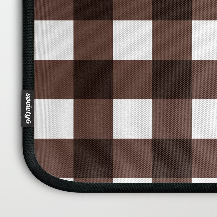 Classic Brown Gingham Checkered Pattern Laptop Sleeve Gallery Image 3