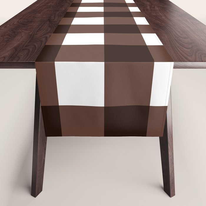 Classic Brown Gingham Checkered Pattern Table Runner Gallery Image 1