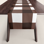 Classic Brown Gingham Checkered Pattern Table Runner Gallery Image 1