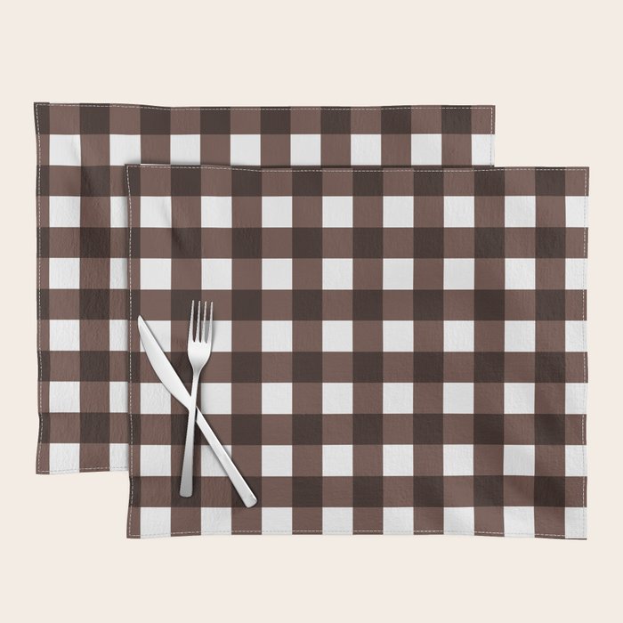 Classic Brown Gingham Checkered Pattern Placemat Gallery Image 1