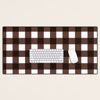 Classic Brown Gingham Checkered Pattern Desk Mat Gallery Image 1