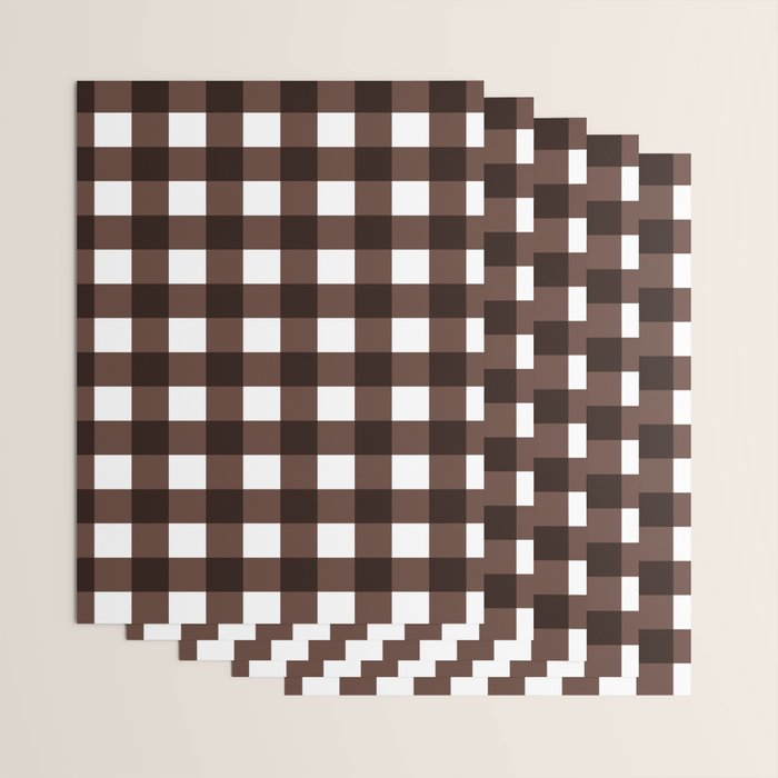 Classic Brown Gingham Checkered Pattern Wrapping Paper Gallery Image 3