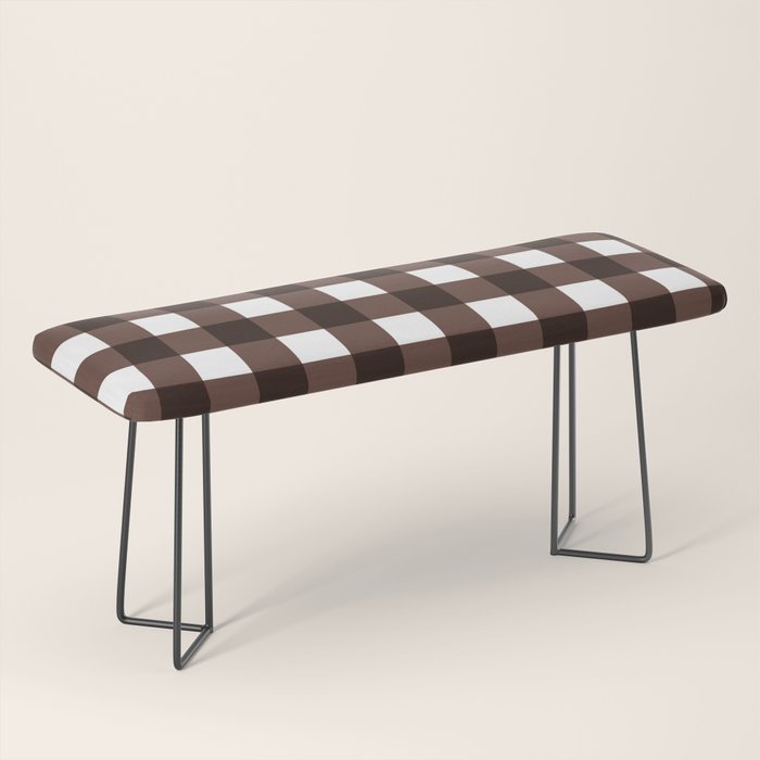 Classic Brown Gingham Checkered Pattern Bench Gallery Image 1