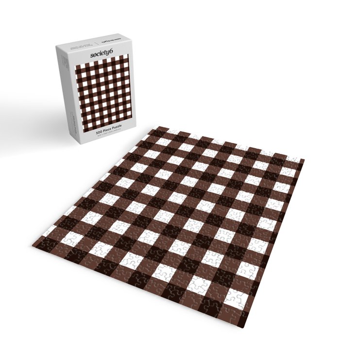 Classic Brown Gingham Checkered Pattern Jigsaw Puzzle Gallery Image 2