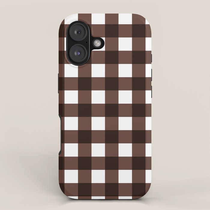 Classic Brown Gingham Checkered Pattern iPhone Case Gallery Image 1