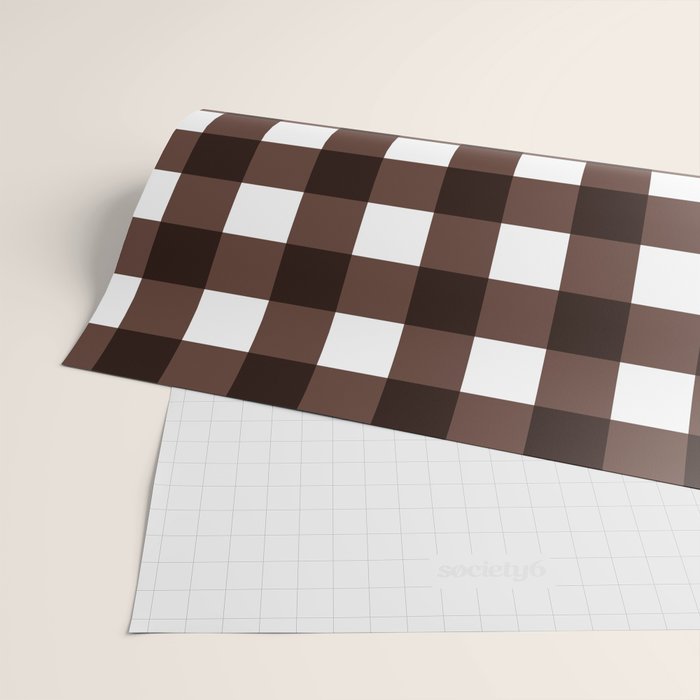 Classic Brown Gingham Checkered Pattern Wrapping Paper Gallery Image 2