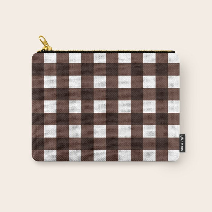 Classic Brown Gingham Checkered Pattern Carry All Pouch Gallery Image 1