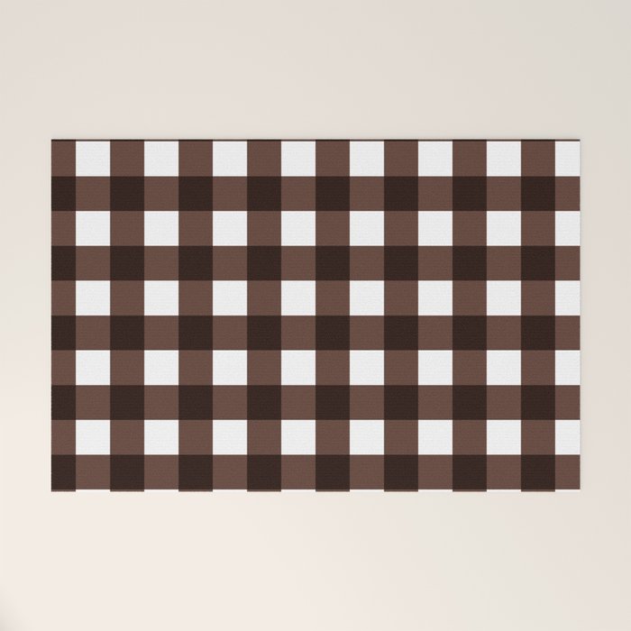 Classic Brown Gingham Checkered Pattern Welcome Mat Gallery Image 1