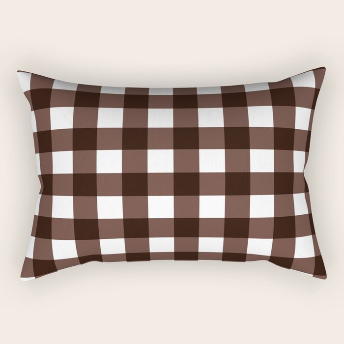 Classic Brown Gingham Checkered Pattern Rectangular Pillow Gallery Image 2
