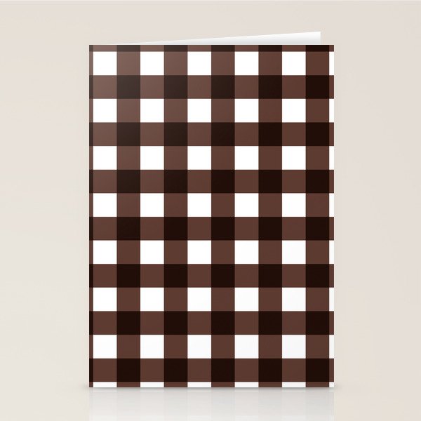 Classic Brown Gingham Checkered Pattern Stationery Card Gallery Image 1