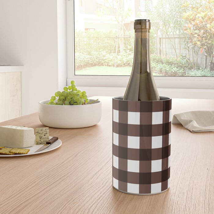 Classic Brown Gingham Checkered Pattern Wine Chiller Gallery Image 4