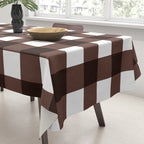 Classic Brown Gingham Checkered Pattern Tablecloth Gallery Image 3