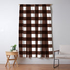 Classic Brown Gingham Checkered Pattern Window Curtain Gallery Image 5