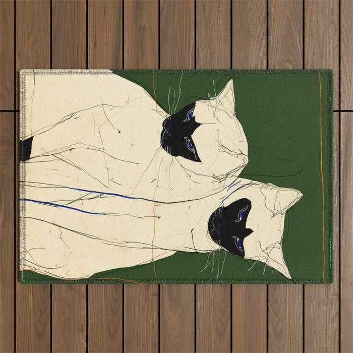 Siamese Cats Modern Art Outdoor Rug Gallery Image 1