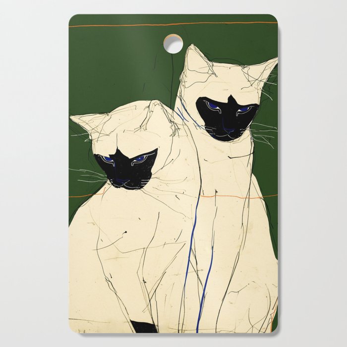Siamese Cats Modern Art Cutting Board Gallery Image 1