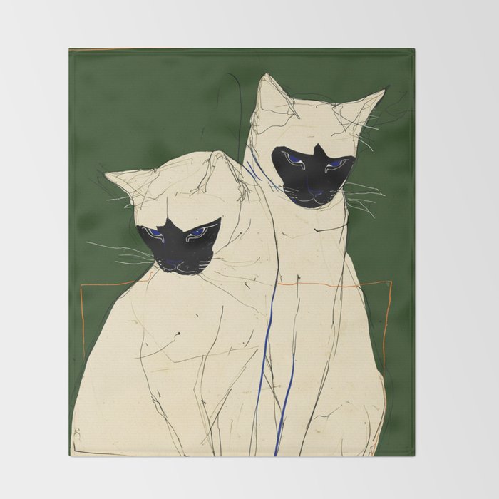 Siamese Cats Modern Art Throw Blanket Gallery Image 2