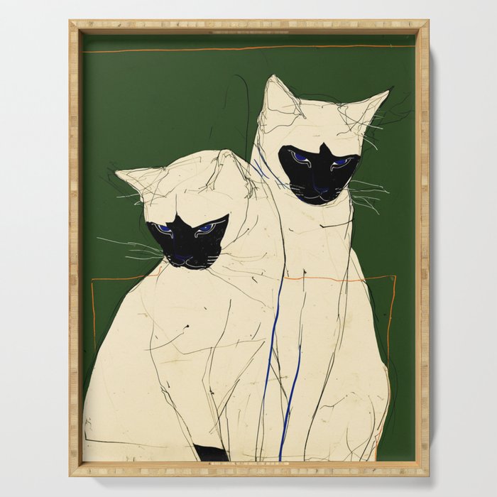 Siamese Cats Modern Art Serving Tray Gallery Image 1