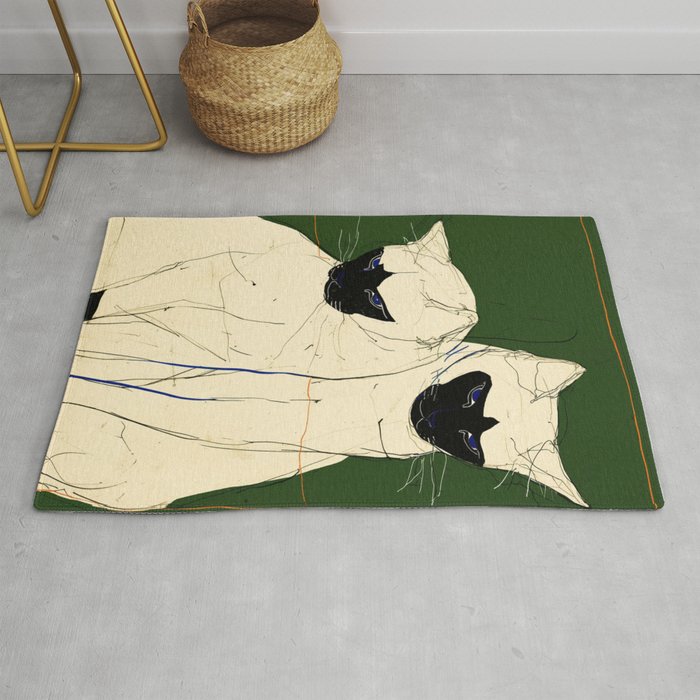 Siamese Cats Modern Art Rug Gallery Image 1