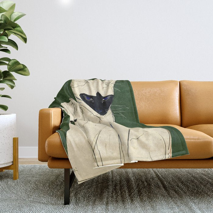 Siamese Cats Modern Art Throw Blanket Gallery Image 1