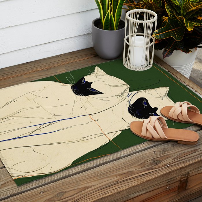 Siamese Cats Modern Art Outdoor Rug Gallery Image 2