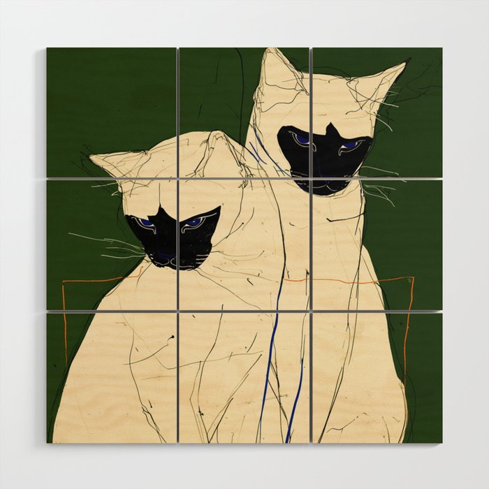 Siamese Cats Modern Art Wood Wall Art Gallery Image 1
