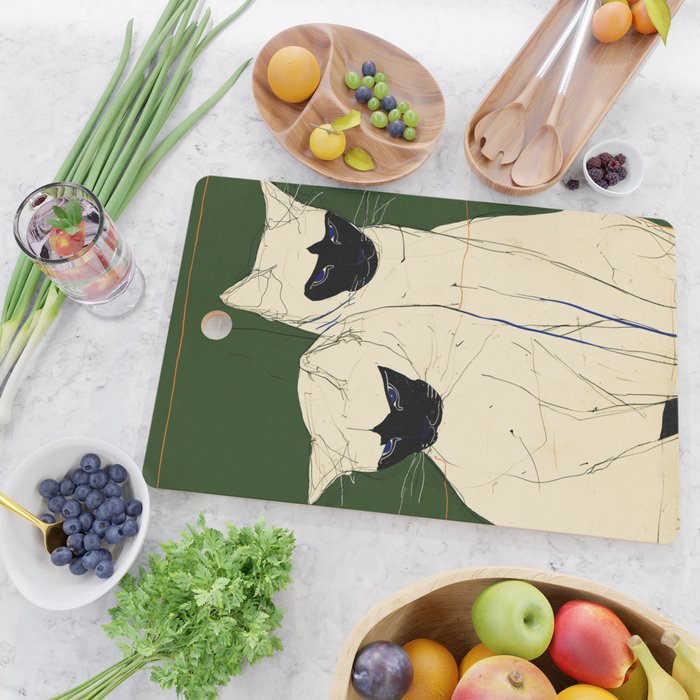 Siamese Cats Modern Art Cutting Board Gallery Image 2