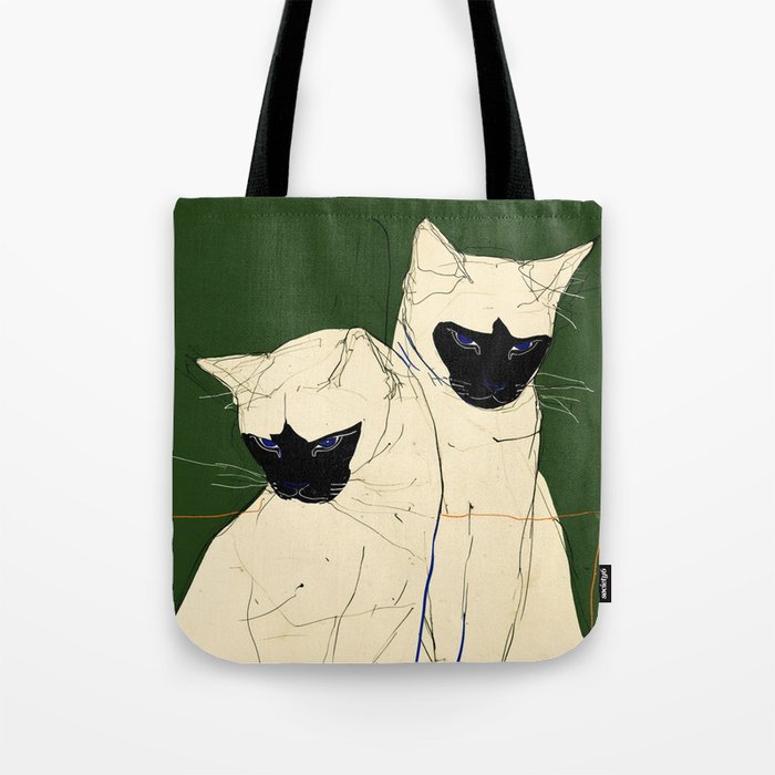 Siamese Cats Modern Art Tote Bag Gallery Image 1
