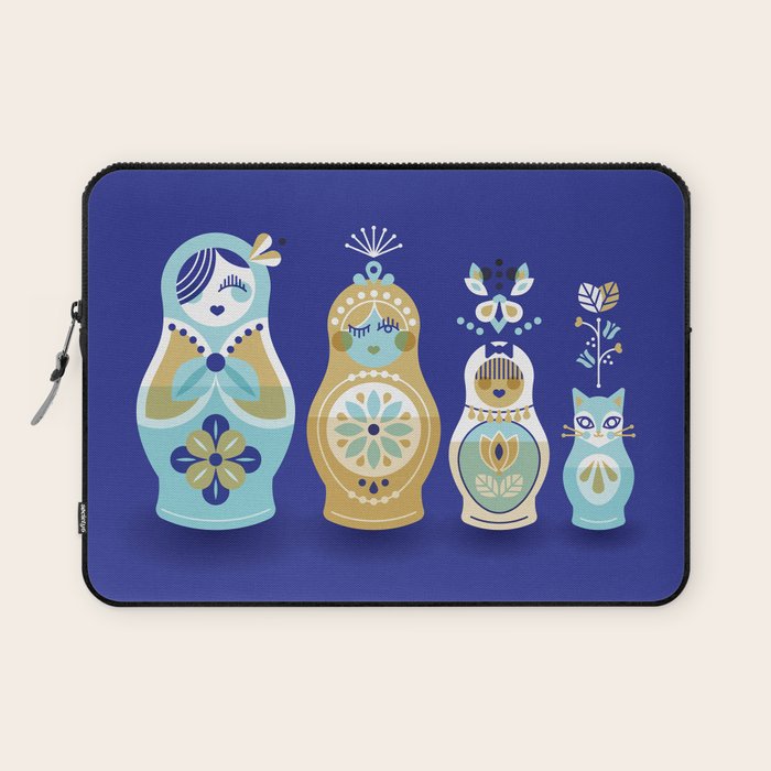 Russian Nesting Dolls - Navy Laptop Sleeve Gallery Image 1