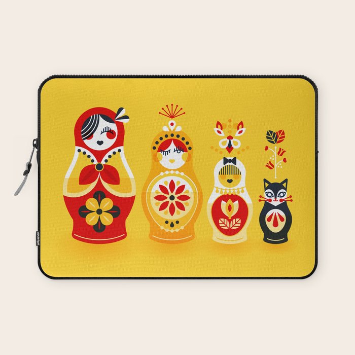 Russian Nesting Dolls - Yellow & Red Laptop Sleeve Gallery Image 1