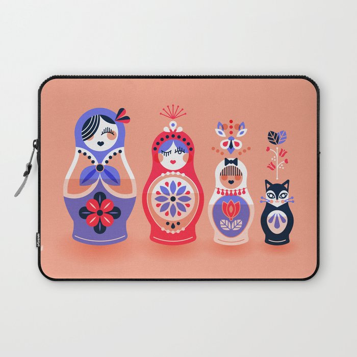 Russian Nesting Dolls - Pink & Lavender Laptop Sleeve Gallery Image 1