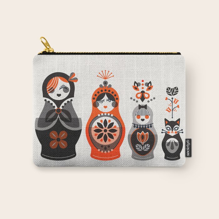 Russian Nesting Dolls - Red & Black Carry All Pouch Gallery Image 1