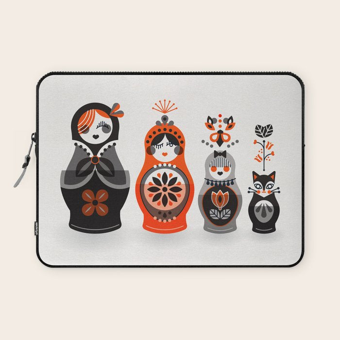 Russian Nesting Dolls - Red & Black Laptop Sleeve Gallery Image 1