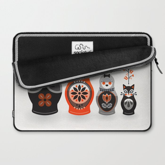 Russian Nesting Dolls - Red & Black Laptop Sleeve Gallery Image 2