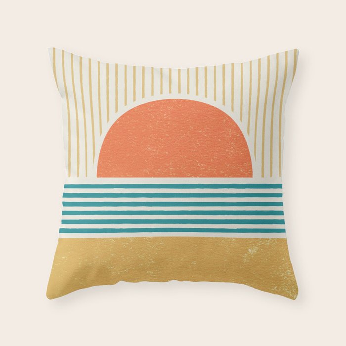 Sun Beach Stripes - Mid Century Modern Abstract Throw Pillow Gallery Image 6