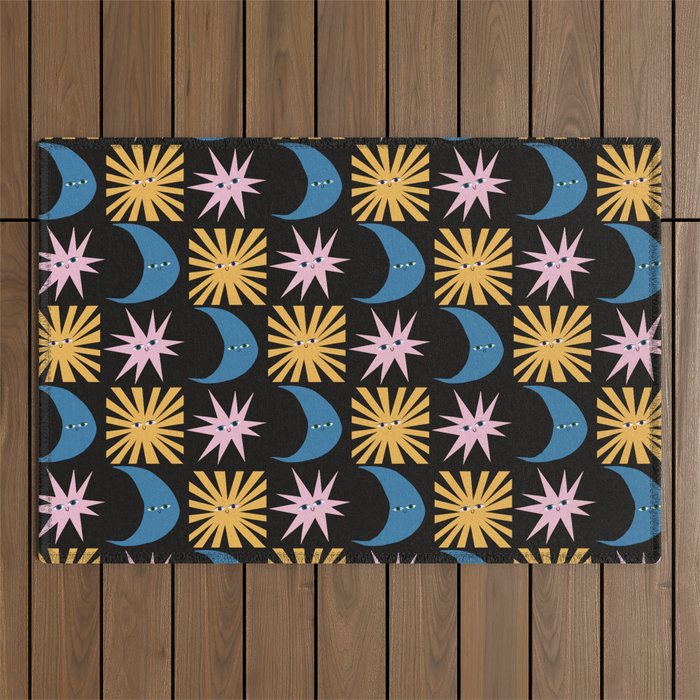 To The Moon and Back Pattern Outdoor Rug