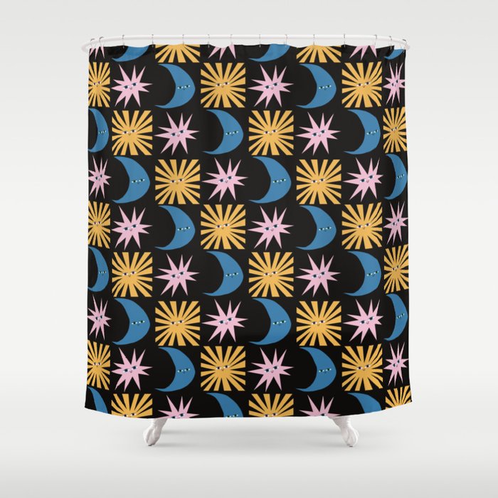 To The Moon and Back Pattern Shower Curtain Gallery Image 1
