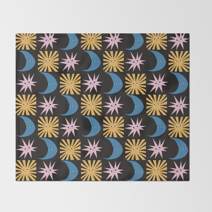 To The Moon and Back Pattern Throw Blanket Gallery Image 2