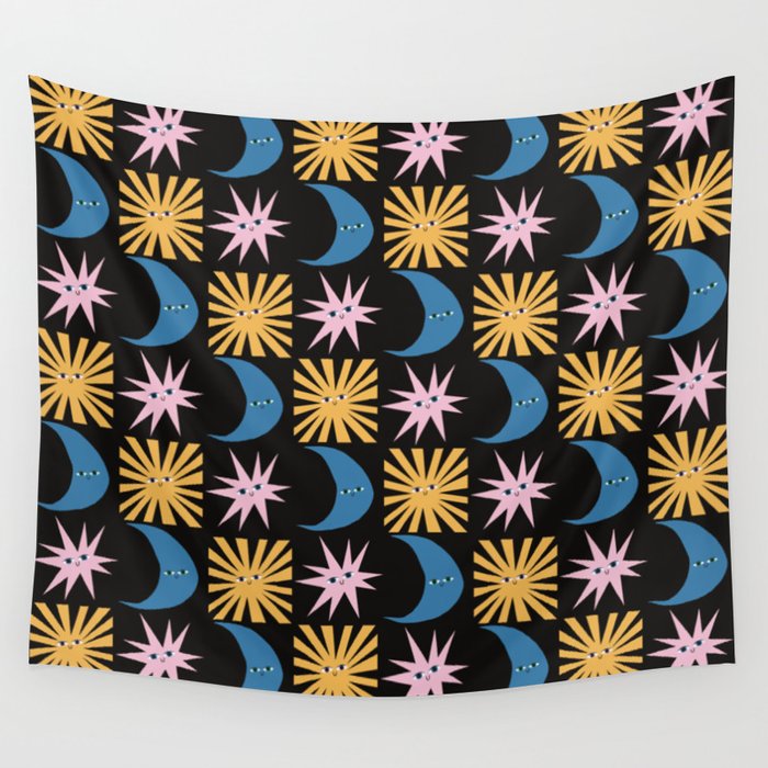 To The Moon and Back Pattern Wall Tapestry Gallery Image 1