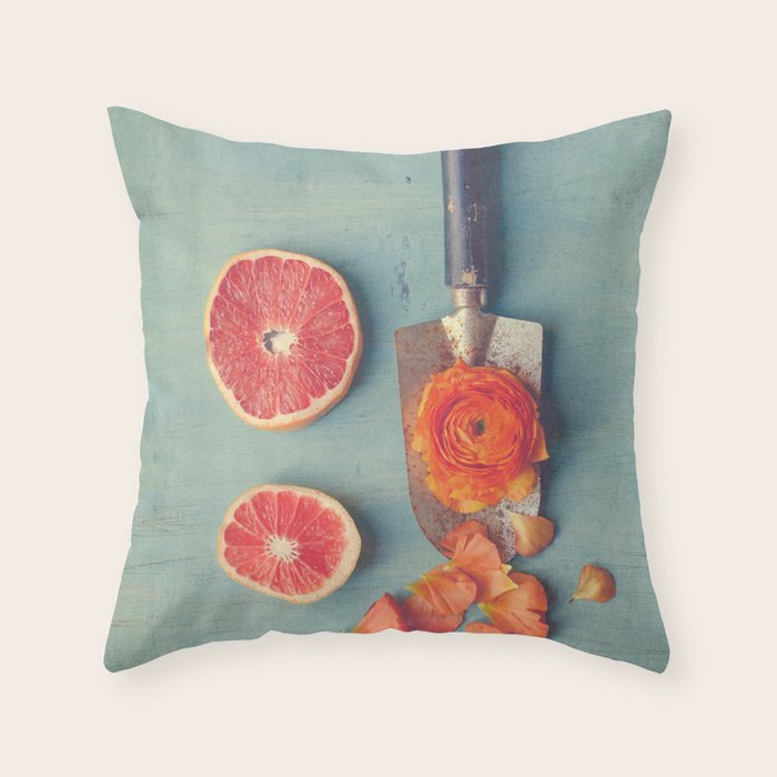 Grapefruit and Flowers Throw Pillow Gallery Image 6