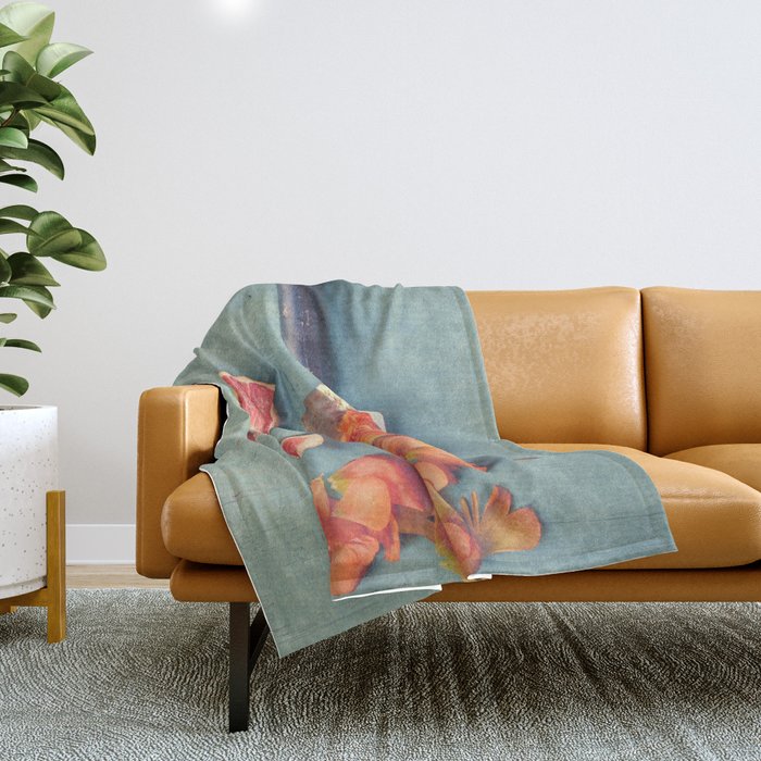 Grapefruit and Flowers Throw Blanket Gallery Image 1