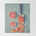 Grapefruit and Flowers Throw Blanket Gallery Image 2