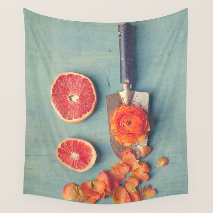 Grapefruit and Flowers Wall Tapestry Gallery Image 4