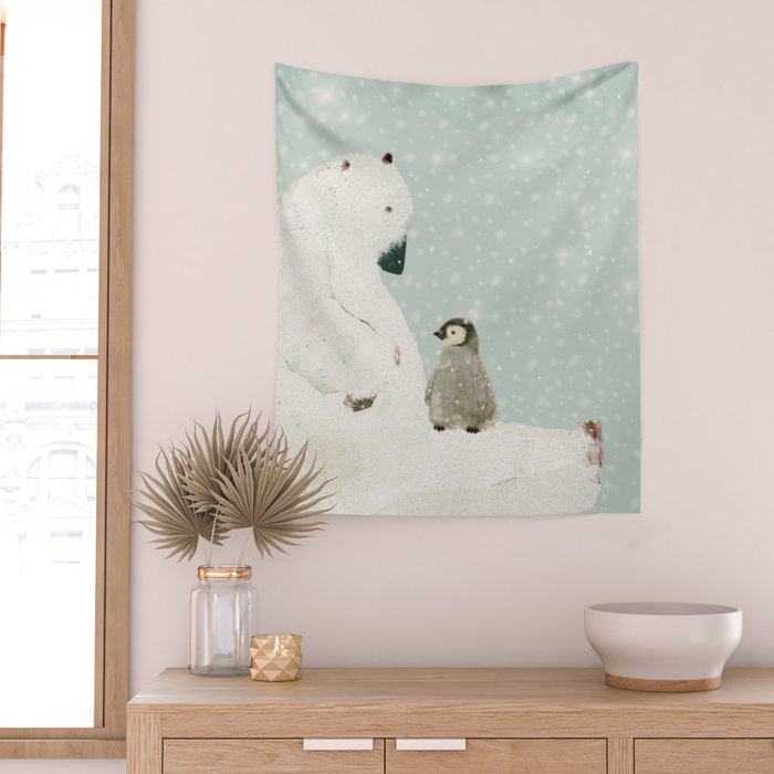 penguin and bear Wall Tapestry Gallery Image 2