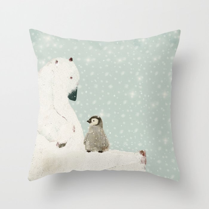 penguin and bear Throw Pillow Gallery Image 6